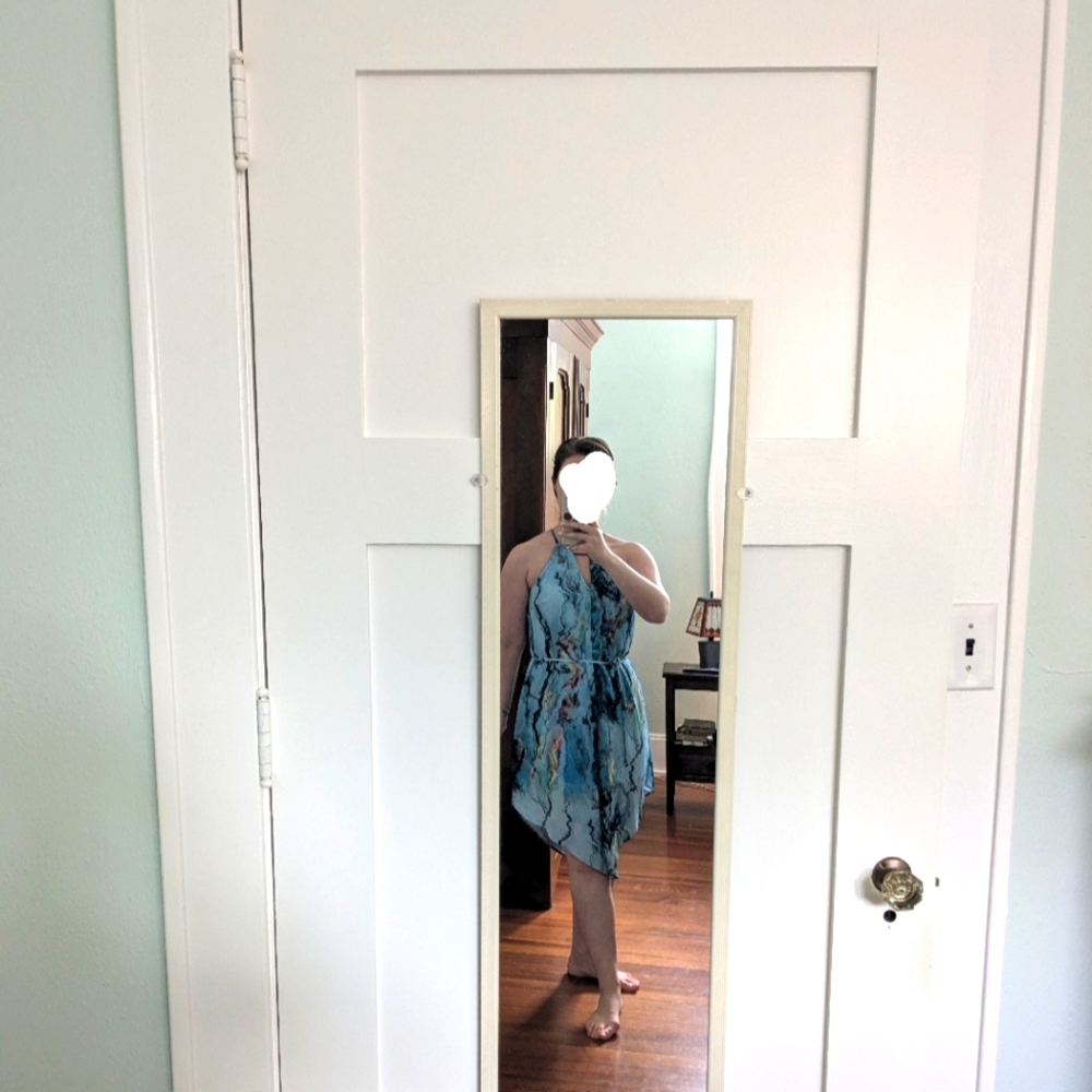 Mossimo Blue Watercolor Crepe Handkerchief Dress